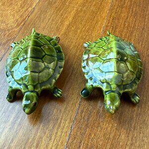 Two (2) Green Ceramic Turtles Figurines